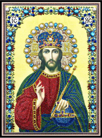 Diamond Painting of Religious Figure with Crystals