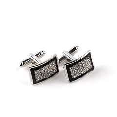 Geometric Rectangle Rhinestone Cufflinks