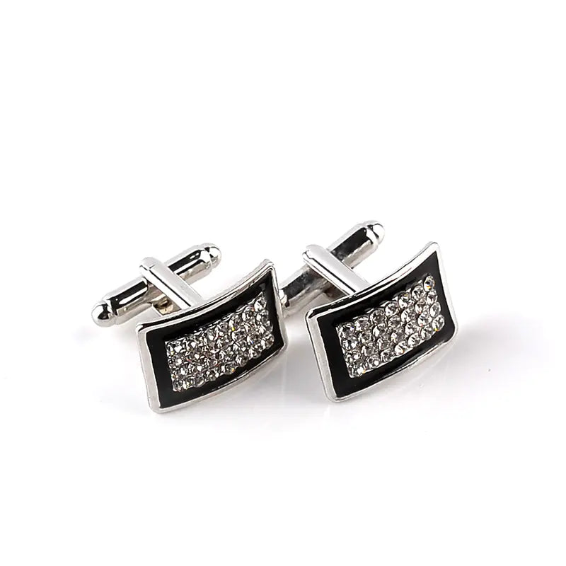 Geometric Rectangle Rhinestone Cufflinks