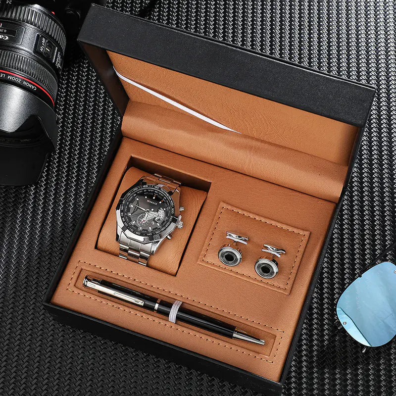 Watch with Cufflinks & Pen Gift Set for Him