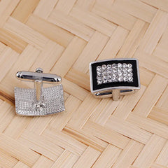 Geometric Rectangle Rhinestone Cufflinks