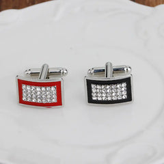 Geometric Rectangle Rhinestone Cufflinks