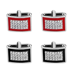Geometric Rectangle Rhinestone Cufflinks