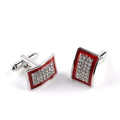 Geometric Rectangle Rhinestone Cufflinks