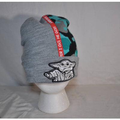 Baby Yoda (Grogu) Black, Gray and Teal Youth Beanie