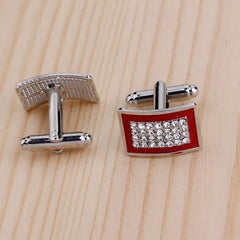 Geometric Rectangle Rhinestone Cufflinks